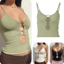 New Women Spring Fashion Front Hollow Out Crop Top Slim Camisole Top Clothing picture