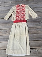 Vintage Junior House Milwaukee 2 Pc Set Red Soutache Embroidered Jacket Belt 60s picture