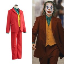 The Joker Men's Cosplay Costume Clown Clothes Red Suit Halloween Jacket Uniform picture