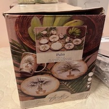 American Atelier Tropical Palm Tree Leaf Dinner Service for 4 READ 6 Pc Set picture