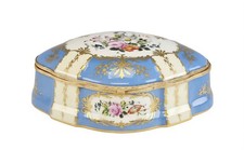 Antique 19th Century French Large Celeste Blue Porcelain Gilt Bronze Jewelry Box picture