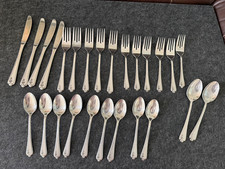 Vintage Imperial Stainless Flatware 26 PCS Set Rose Image Teaspoons Forks Knives picture