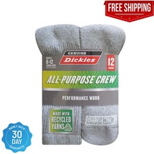 Share Genuine Dickies Men's Value Work Crew Sock, 12 Pack Lt Grey Size 6-12 picture