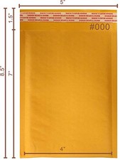 Yens Kraft Bubble Mailers 4x8 500 Pack Usable Space 4x7 KF#000-500 picture