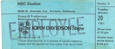 1981 John Davidson Show NBC Studios Audience Ticket Burbank Group W TV picture