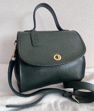 Vintage Coach Manor Bag 9977 Bottle Green Turn lock Shoulder Strap Forest Fairy picture