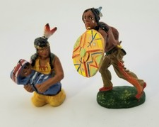 ELASTOLIN COMPOSITION SERMANGERMAN INDIAN FIGURES~WOMAN &BABY & WARIAR picture