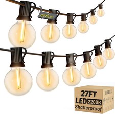27FT LED Outdoor String Lights G40 Dimmable Patio Globe Bulbs 2200K Warm White picture