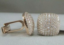 3 CT Round Cut Lab Created Diamond Men's Wedding Cufflinks 14K Rose Gold Plated picture