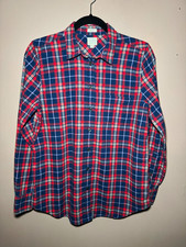 J.Crew Womens Boy Fit Blue Red Gray Plaid Cotton Button Up Shirt Size S picture