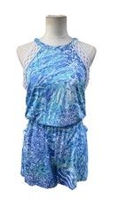 Lilly Pulitzer Lala Romper S NWT Hey Hey Soleil Blue Haven Lace $138 picture