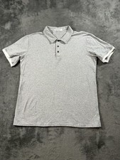 Kuyigo Polo Shirt Mens Large Gray Solid Cotton Short Sleeve Casual Athletic Fit picture