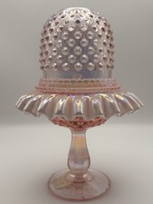 VTG Fenton Champagne Hobnail 3pc Pedestal Fairy Lamp 95th Anniversary MINT picture