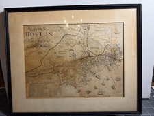 1722 Boston map Captain John Bonner 1835/1867 reissue George Girdler Smith Rare picture