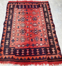 Vintage Handmade Geometric Traditional Wool Kilim Floor Rug 184x134 cm picture
