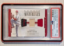 2018 Panini National Treasures SHOHEI OHTANI Rookie TRIPLE PATCH /99 PSA 7 POP 4 picture