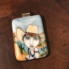 Cowgirl “Painted Ladies” Fused Glass Pendant by Brenda at Touch of Glass Jewelry picture