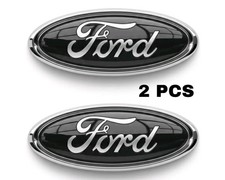 Black & Chrome 2005-2014 Ford F150 Front Grille/ Tailgate 9 inch Oval Emblem 2PC picture