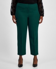 Kasper Plus Size Straight-Leg Pants Women's 20W Evergreen Solid Zip Hook & Bar picture