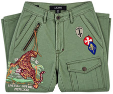AKOO by T.I. Men's 32 Ripstop Cargo Pants Olive Embroidered Hip Hop Streetwear picture