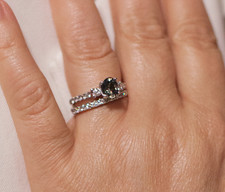 GIA Certified 14K WHITE GOLD NATURAL ALEXANDRITE AND DIAMOND RING SET picture