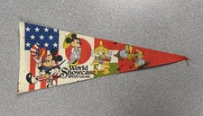 Vintage 1980s Epcot Center World Showcase Felt Pennant Disney Mickey Minnie 28” picture