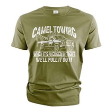 Men's Funny Camel towing T-shirt double meaning humor humorous tee joke shirt picture