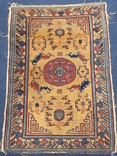 Antique hand knotted Chinese  Tibetan wool rug 110cm x 78 cm picture