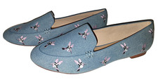 NEW Talbots Ryan Embroidered Hummingbird Cotton Loafers Womens Size 11 picture