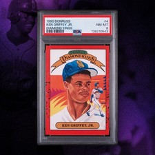 1990 Donruss Diamond Kings Ken Griffey Jr. (#4) Mariners HOF – PSA 8 picture
