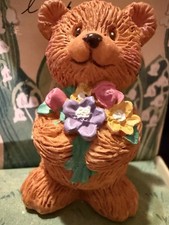 Vintage Russ Berrie Teddy Bear Figurine #14069 “I Appreciate You” Flowers Box 2” picture