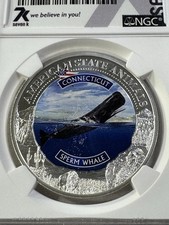 2022 Cook Islands $5 Connecticut Sperm Whale Silver Coin Graded MS 70 by NGC picture