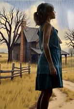 Landscape Painting Artist Signed Print “Kansas Farm Before The Storm” 8x10” picture
