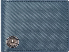 Mercedes Benz Carbon Fiber Blue Leather Wallet picture