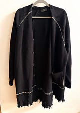 Y's Yohji Yamamoto Black Knit Blazer Cardigan Contrast Stitch Size 2 / US S/M picture