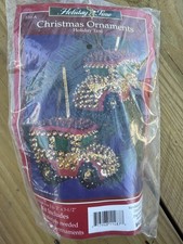 Holiday Time Christmas Taxi Sequin Ornament Craft Kit Auto Car Vintage 1990s picture
