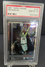 1997-98 Topps Chrome #115 Tim Duncan PSA 10 GEM MINT San Antonio Spurs Rookie RC picture