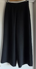 Zara Woman Black Pants Size M Solid Wide Leg Trousers Minimalist High Waist picture