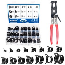 105Pcs 6-25Mm Spring Band Hose Clamp Assortment Kit with Hose Clamp Pliers, 15 S picture