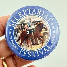 Secretariat Kentucky Derby Bourbon County Festival Horse Racing Pin Button picture