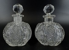 PR CRYSTAL DECATERS AMERICAN BRILLIANT Perfume PORT BRANDY COGNAC c.1880 picture