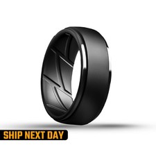 Black Silicone Wedding Rings Men – Rubber Bands for Gym, Work, Safety picture