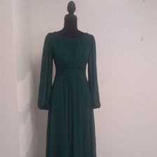 Ever-Pretty Green Round Neck Long Sleeve Formal Pleated Chiffon Dress Size 2 picture