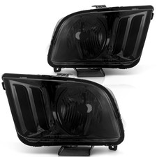 WEELMOTO Pair Headlights For 2005-2009 Ford Mustang Clear Corner Smoked Lens picture
