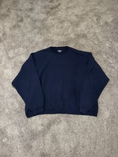 Vintage Jerzees Y2K Navy Blue Plain Blank Crewneck Sweatshirt Mens Size XXL 2XL picture