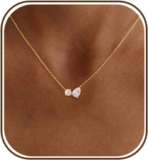 Gold Necklace for Women,Dainty Rhinestone Choker Necklace 14K Gold Plated Cubic picture