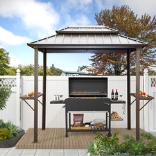 Domi Aluminum Grill BBQ Gazebo 8' x 6' Metal Frame w/Shelves Tables (Brown) picture