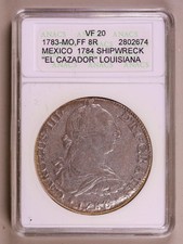 1783-MO, FF Mexico 8 Reales El Cazador Shipwreck ANACS VF20 ***RARE*** picture