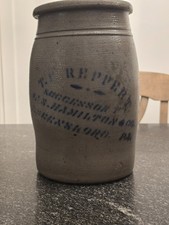 Antique 1 Gallon Stoneware Wax Sealer Crock – T.F. Reppert Greensboro PA  picture