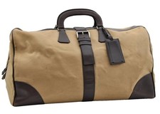 Authentic PRADA Canvas Leather Travel Boston Hand Bag Brown AA937 picture